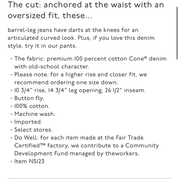 Madewell Light Blue The Darted Barrel Leg Cut Hem Jeans W29 NWT (34” x 25.5”) - Picture 2 of 6